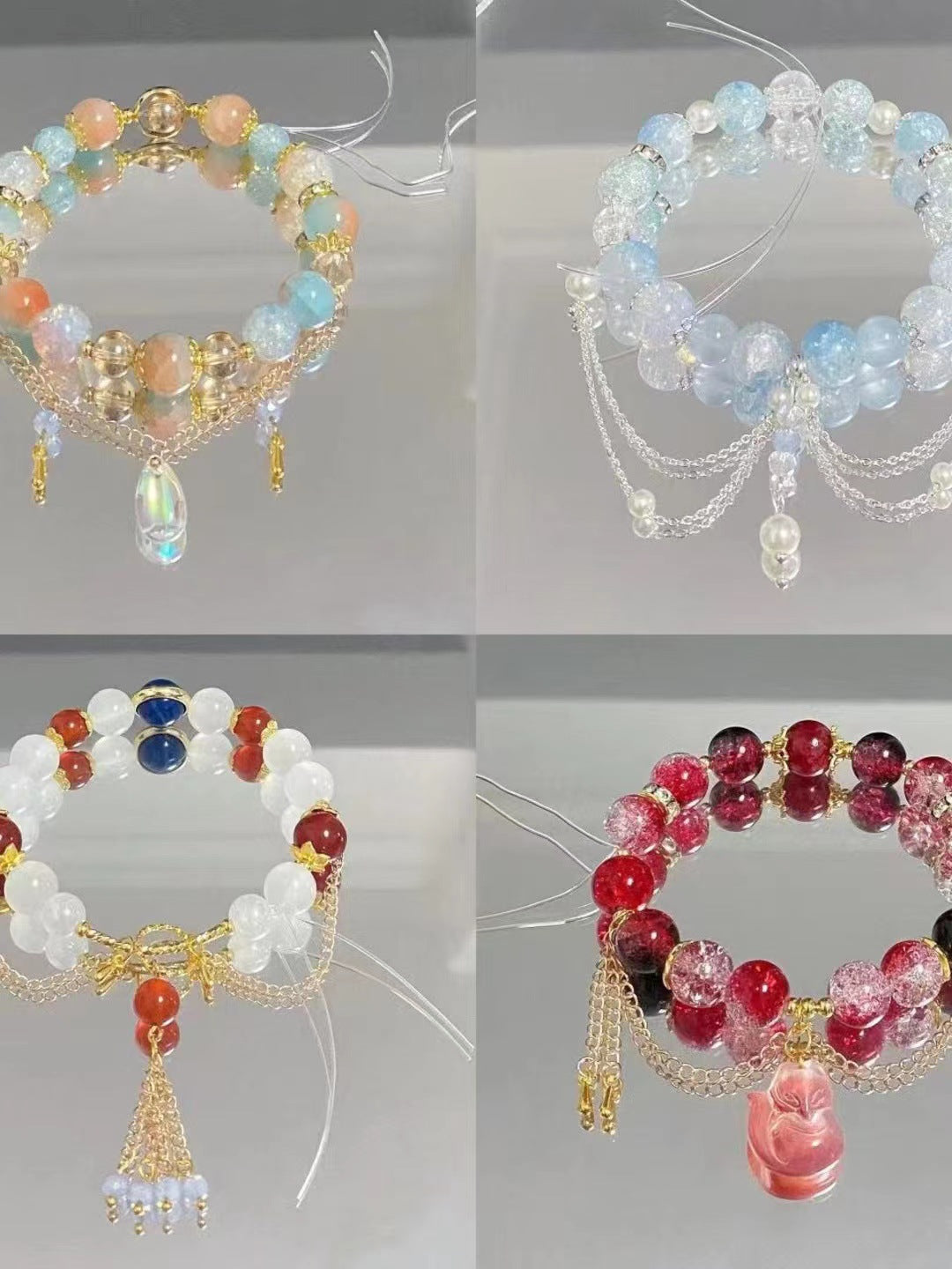 Wholesale Colorful Beaded Crystal Tassel Bracelet